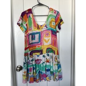 Vintage Jams World Womens Floral Tiered Hattie Dress Bohemian Multicolor Size XS